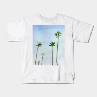 Palm Trees with a blue Sky Watercolor Painting Kids T-Shirt